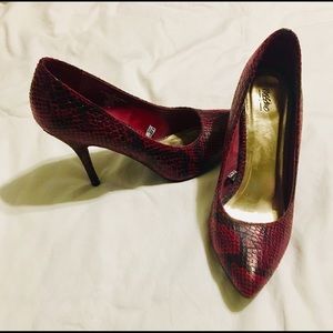 Red Snake Skin Pumps